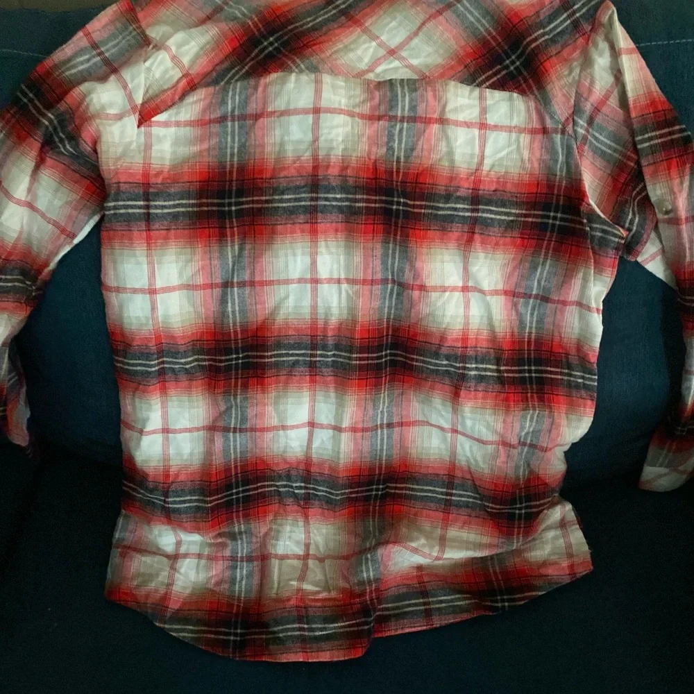 Columbia Women's Red and Gray Plaid Button Down Shirt - Picture 2 of 4